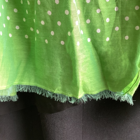 Talbots Green/White Polka Dot Silk/Linen Scarf - Picture 5 of 5